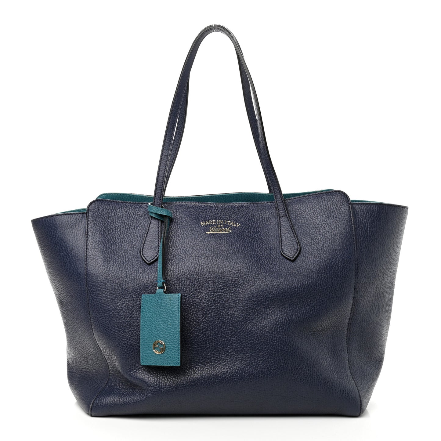 Dollar Calfskin Medium Swing Tote Marine Deep Cobalt