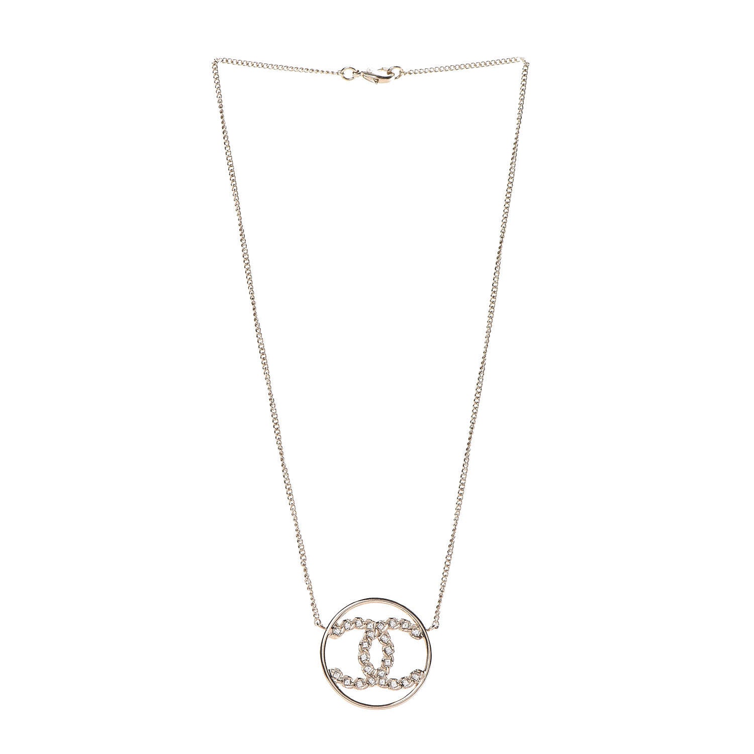 Chanel Baguette Crystal High Society CC Pendant Necklace Gold 3 of 5