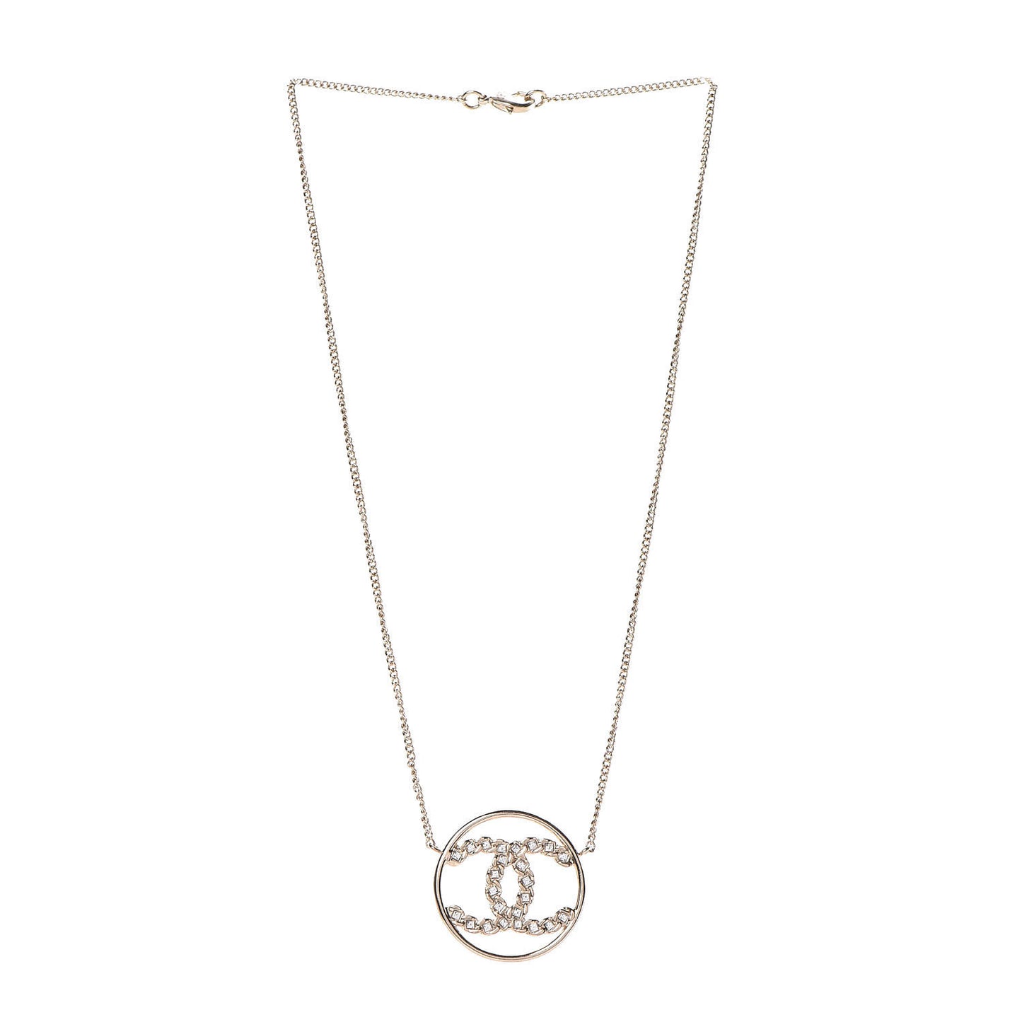 Baguette Crystal High Society CC Pendant Necklace Gold