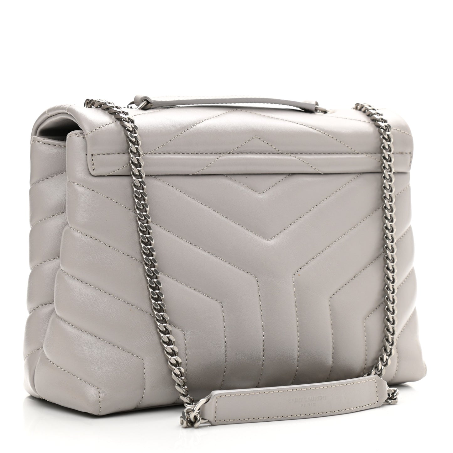 Calfskin Y Quilted Monogram Small Loulou Chain Satchel Granite