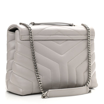 Saint Laurent Calfskin Y Quilted Monogram Small Loulou Chain Satchel Granite 2 of 11