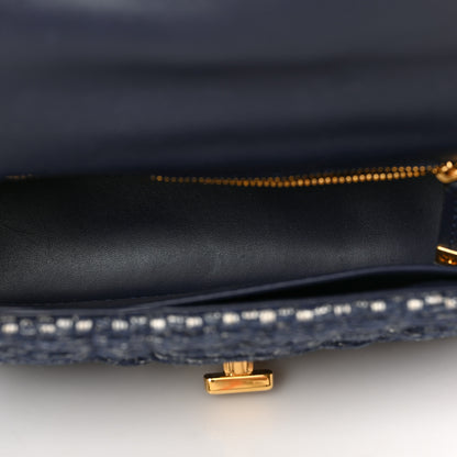 Christian Dior Tweed Cannage Small Caro Bag Dark Blue 5 of 8