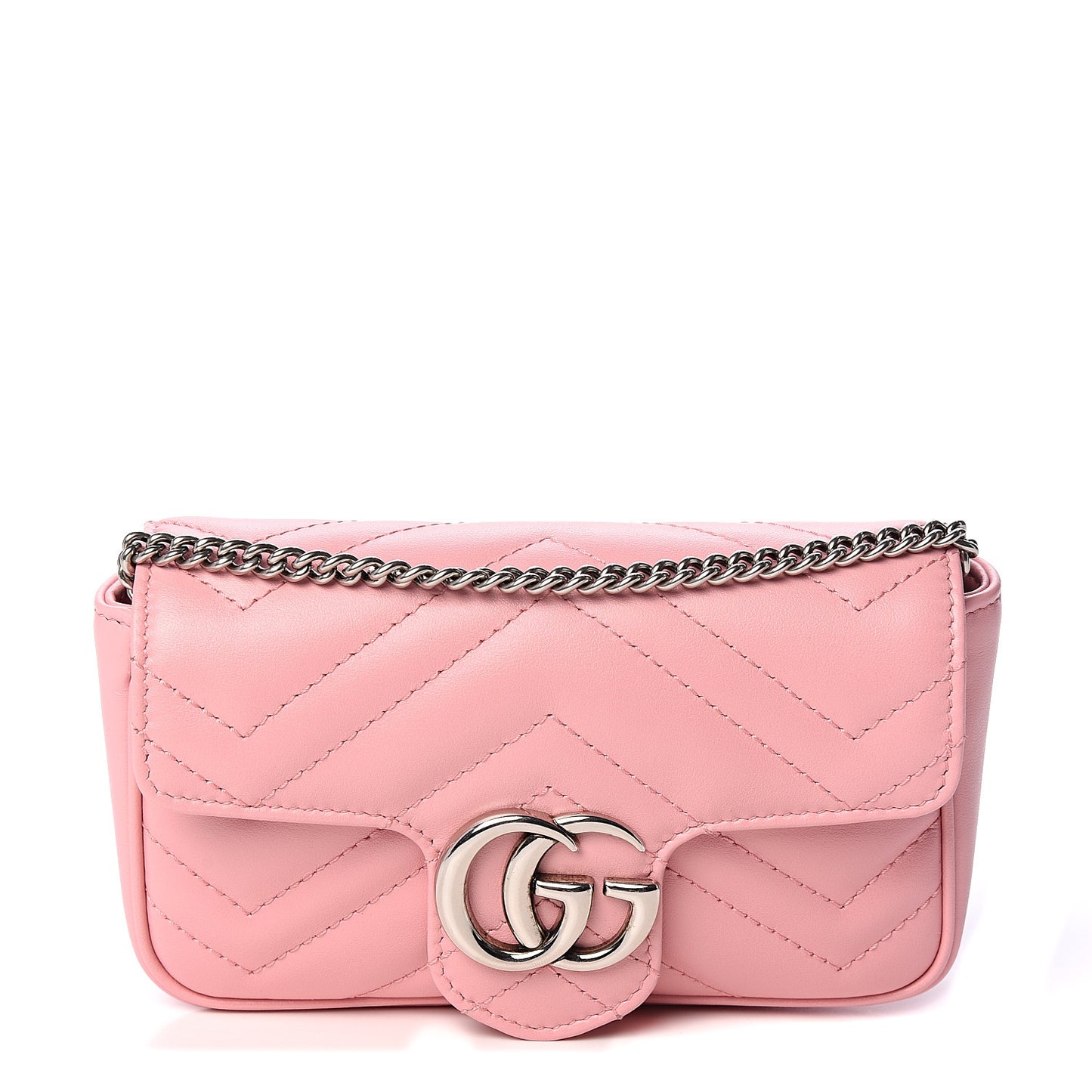Calfskin Matelasse Super Mini GG Marmont Shoulder Bag Wild Rose