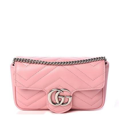 Gucci Calfskin Matelasse Super Mini GG Marmont Shoulder Bag Wild Rose 1 of 10
