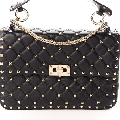 Valentino Garavani Lambskin Medium Rockstud Spike Shoulder Bag Black 7 of 9