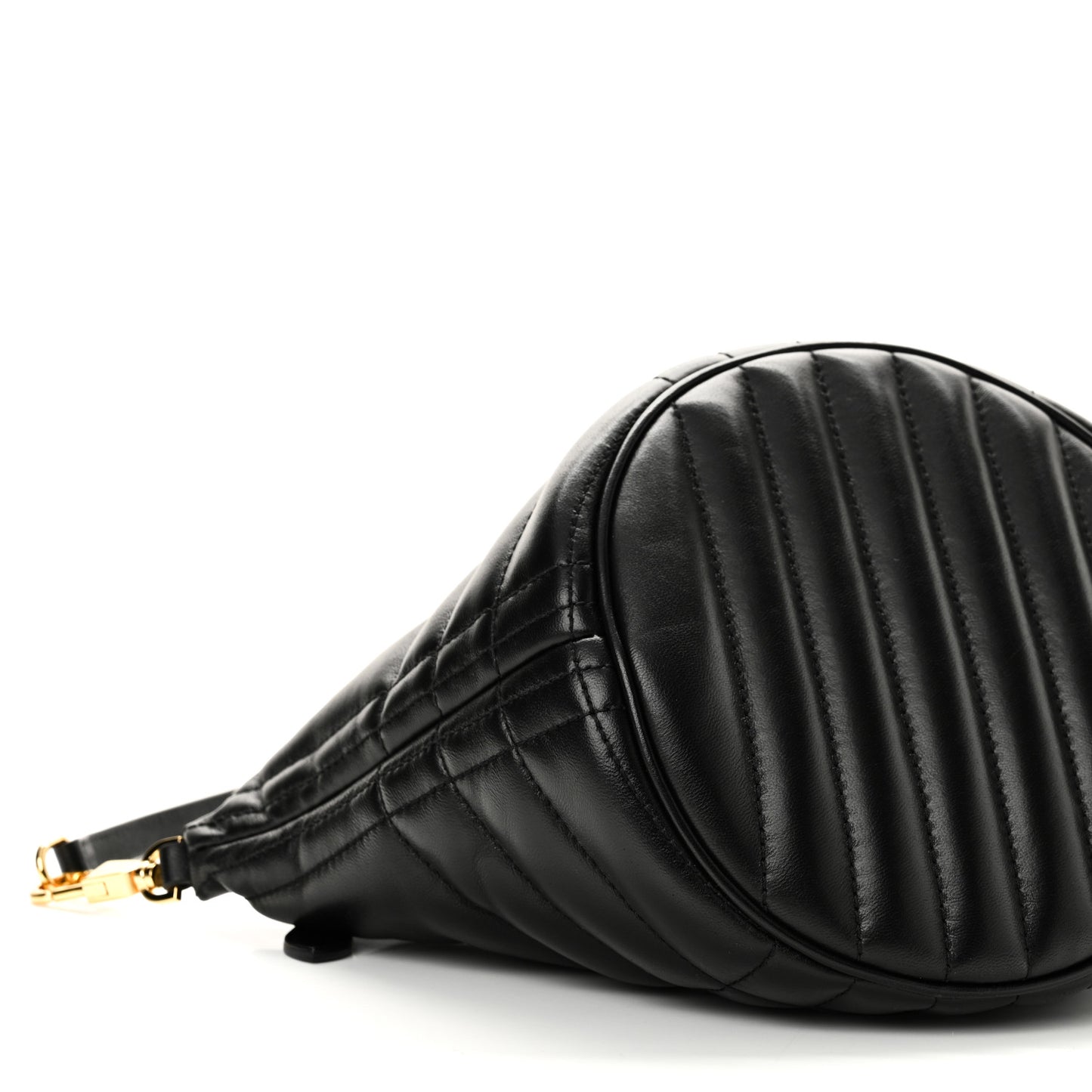 Lambskin Quilted Small Crescent Lola Bag Black