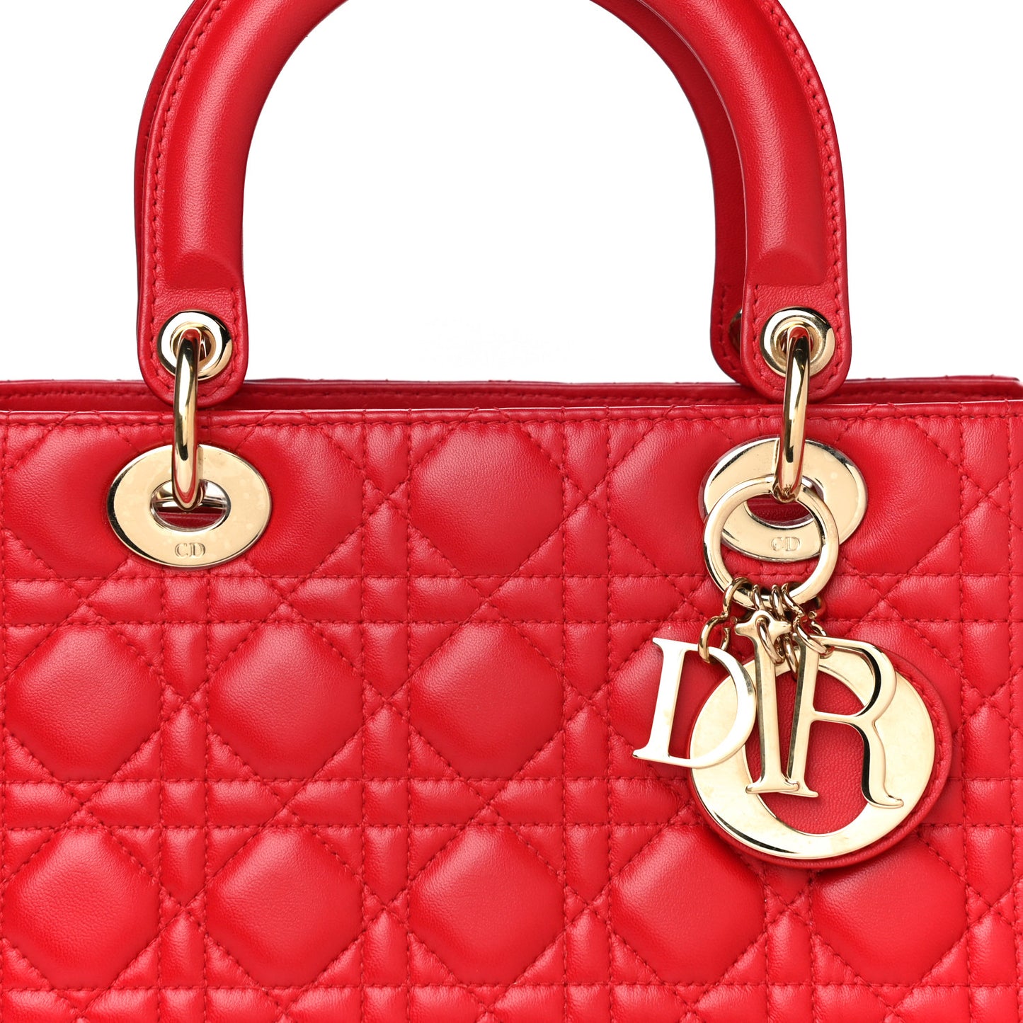 Lambskin Cannage Medium Lady Dior Red