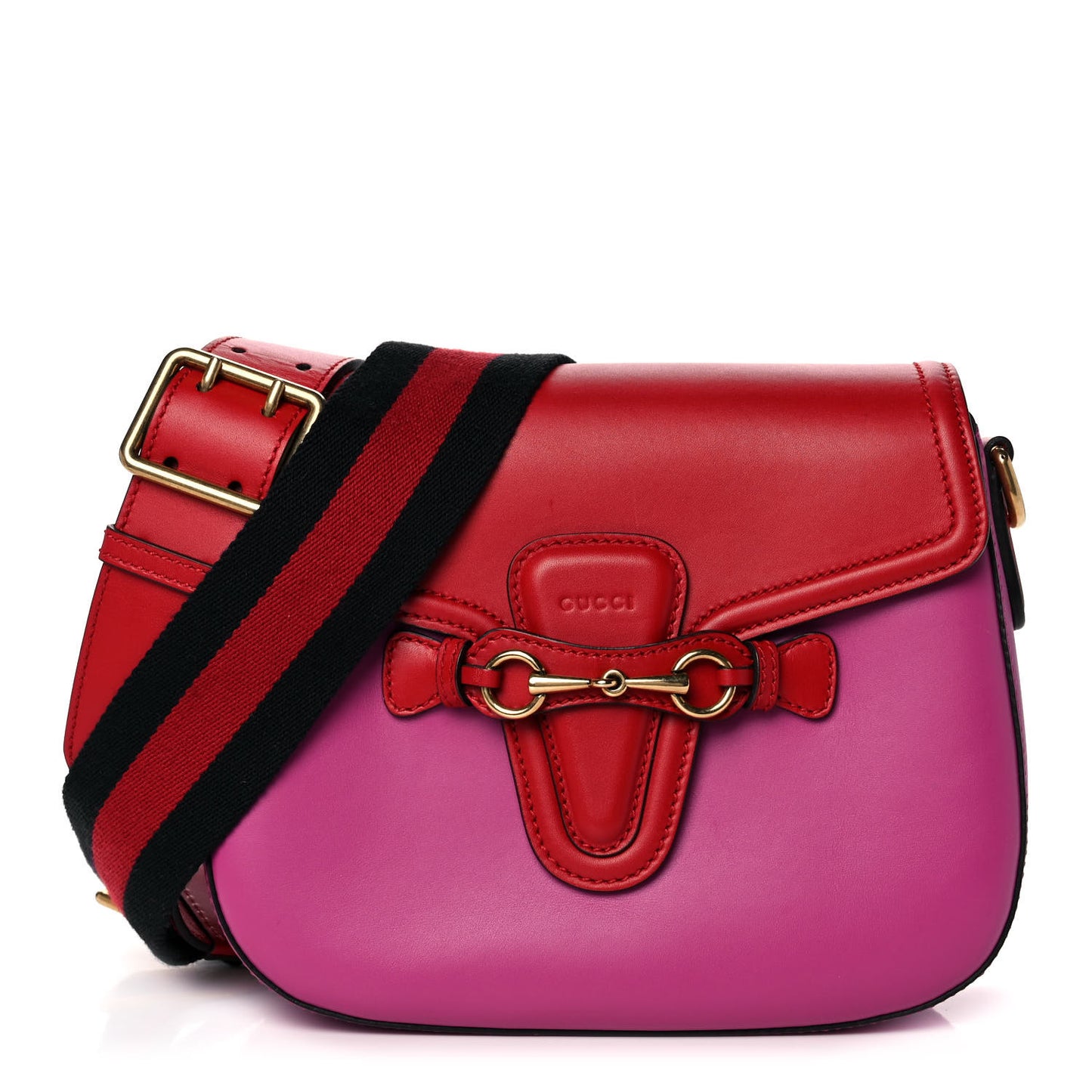 Calfskin Medium Lady Web Shoulder Bag New Rosette Hibiscus Red