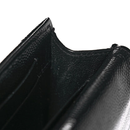 Saint Laurent Grain De Poudre Matelasse Chevron Small Monogram Envelope Wallet Black 11 of 12