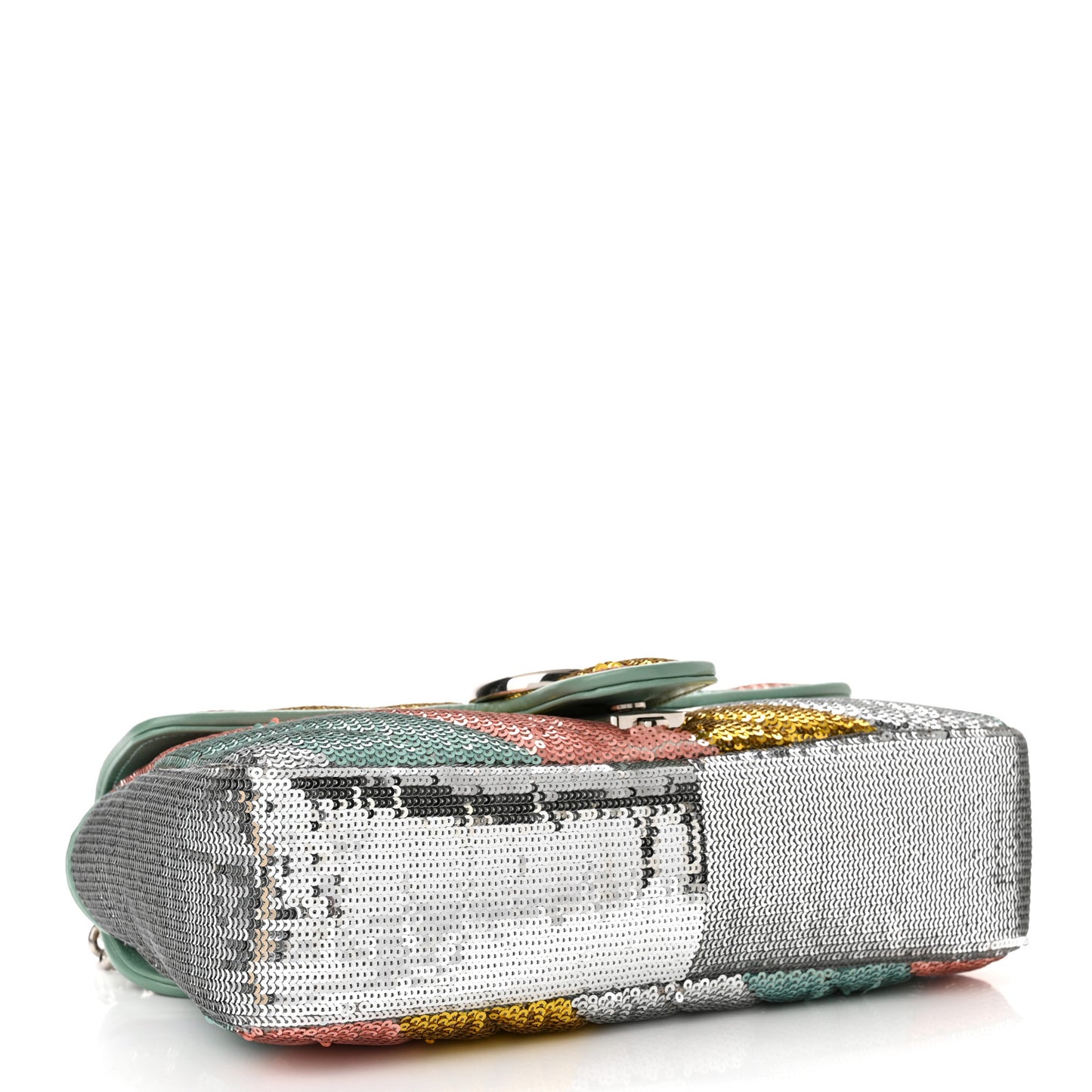 Sequin Satin Calfskin Matelasse Diagonal Small GG Marmont Shoulder Bag Grigio Argento Verde Chiaro Rosa Giallo Light Water Green