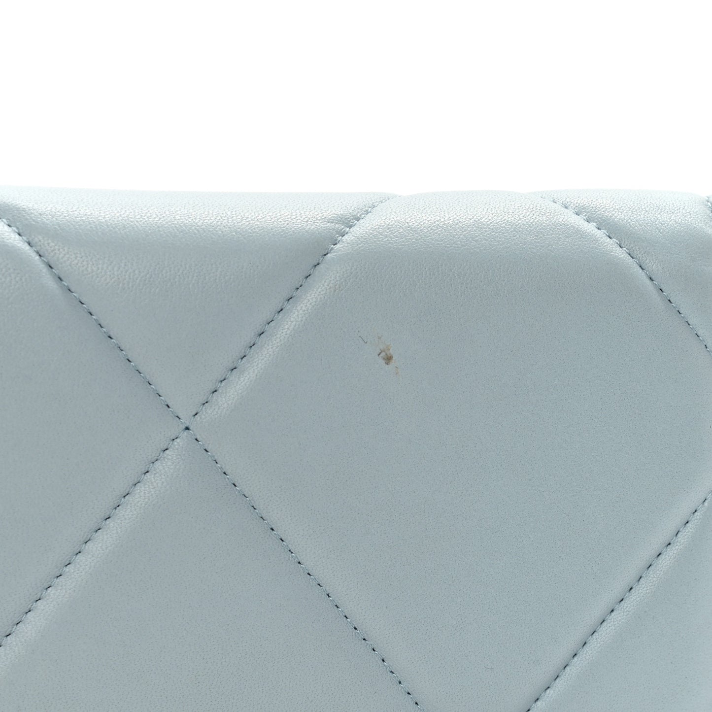 Lambskin Quilted Chanel 19 Flap Wallet Light Blue
