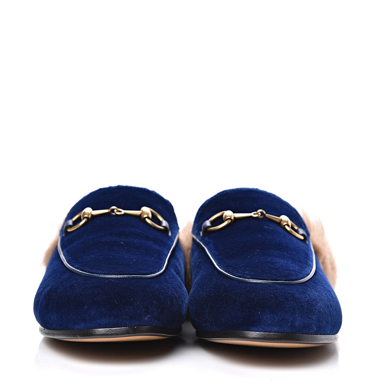 Gucci Velvet Fur Womens Princetown Slippers 36.5 Cobalt Blue 2 of 8