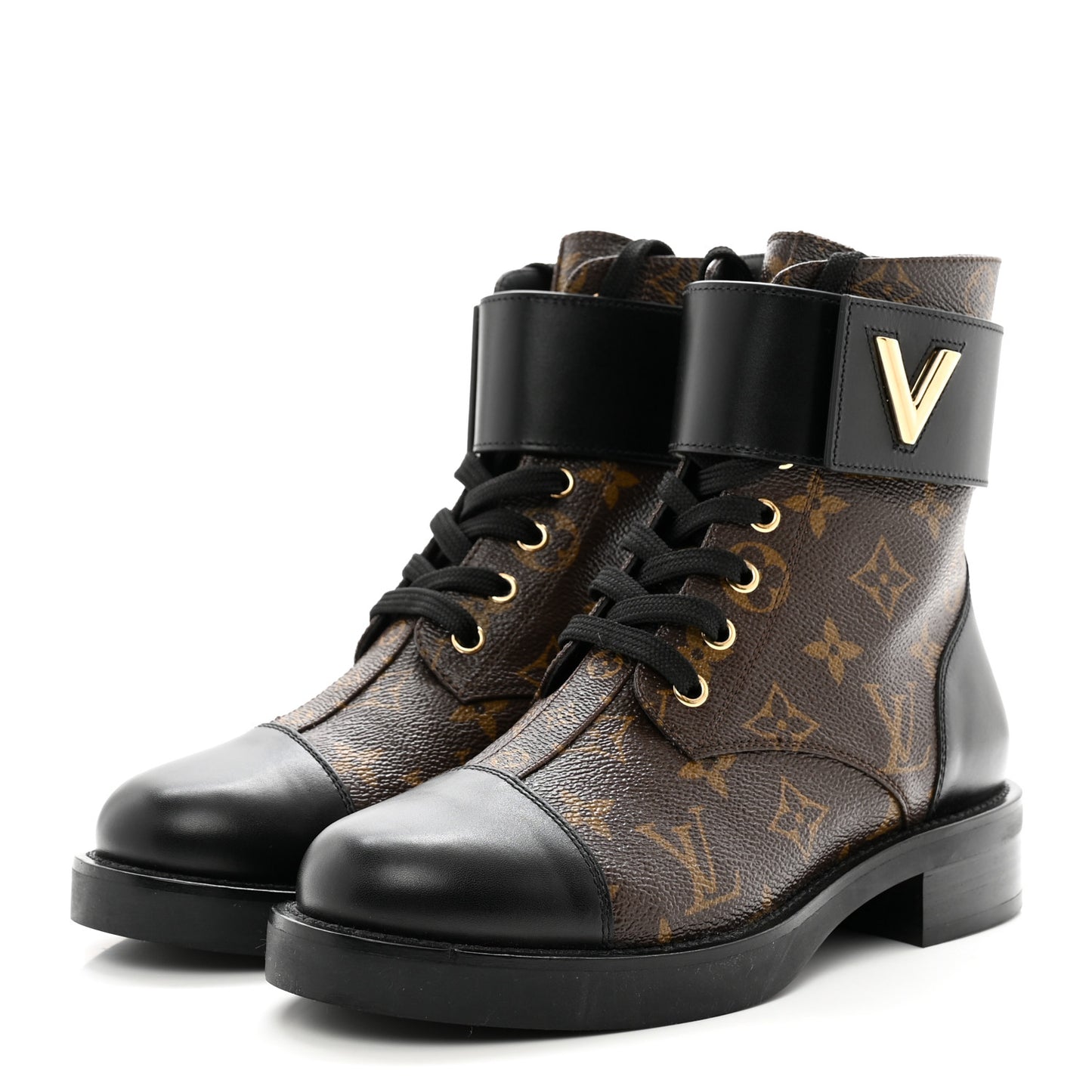Calfskin Monogram Wonderland Flat Ranger Boots 37 Black