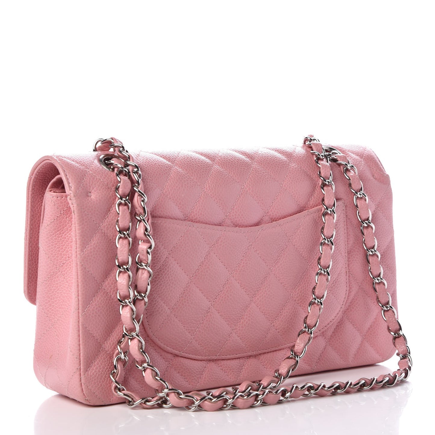 Caviar Quilted Medium Double Flap Pink