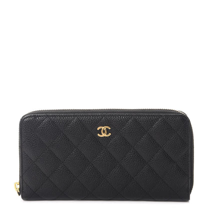 Chanel Caviar Quilted Large Gusset Zip Around Wallet Black 1 of 8
