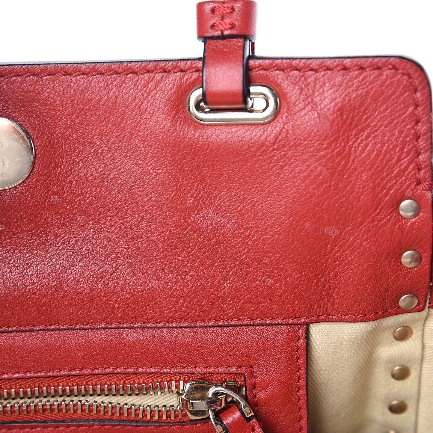 Vitello Small Rockstud Tote Rosso Valentino