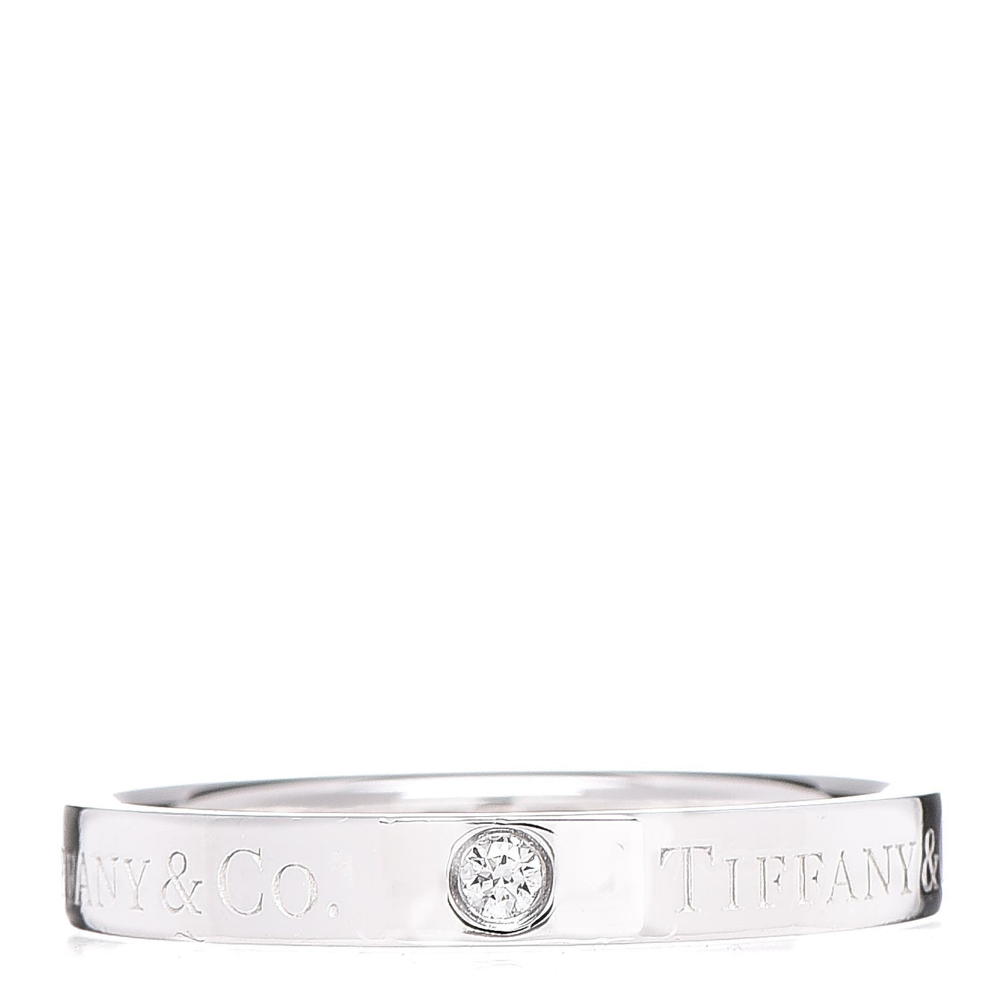 Platinum Diamond Logo Band Ring 54 7