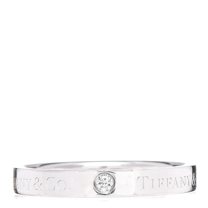 Tiffany Platinum Diamond Logo Band Ring 54 7 1 of 4