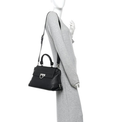 Salvatore Ferragamo Grained Calfskin Sofia Satchel Black 2 of 9