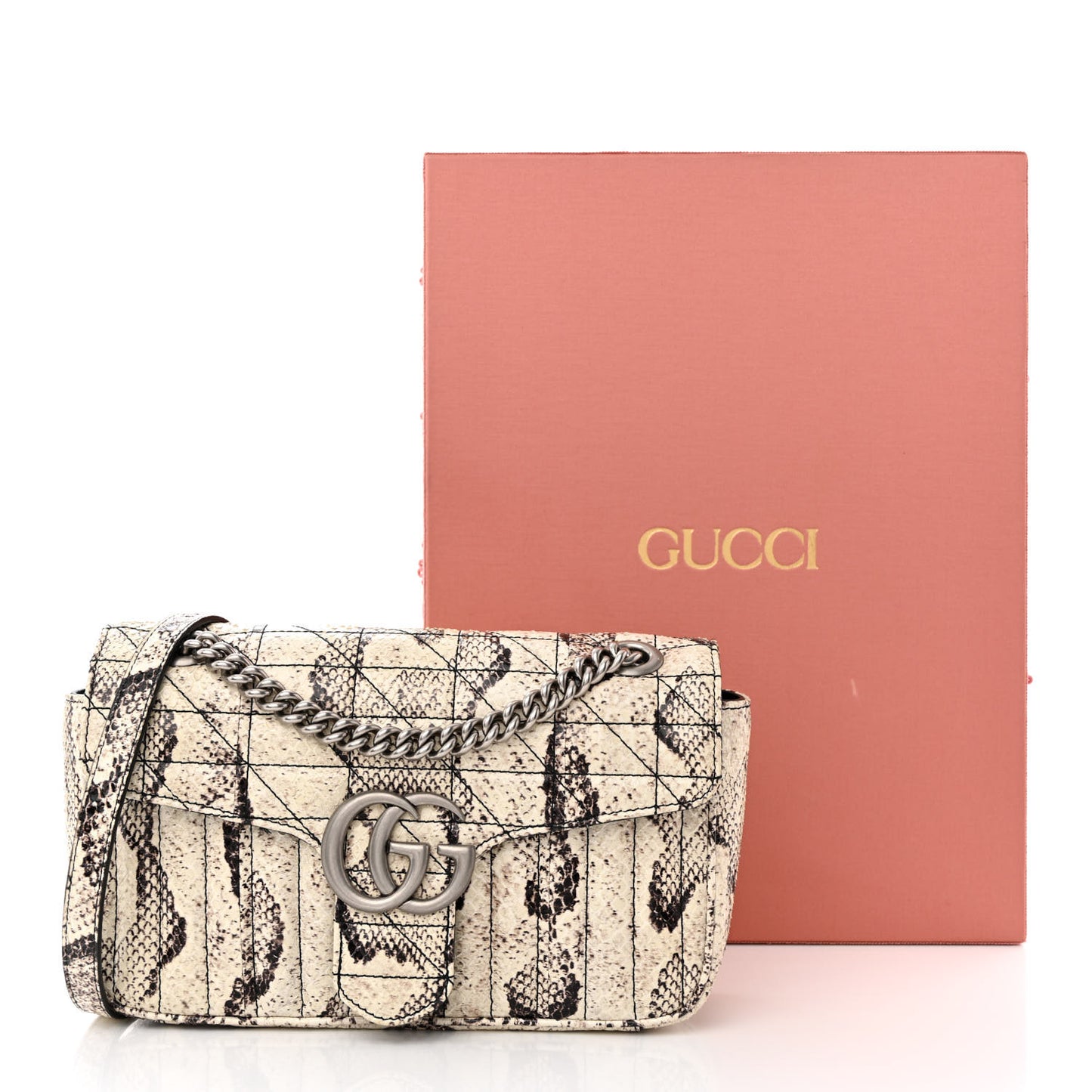 Snakeskin Matelasse Aria Small GG Marmont Shoulder Bag Roccia