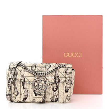 Gucci Snakeskin Matelasse Aria Small GG Marmont Shoulder Bag Roccia 14 of 14