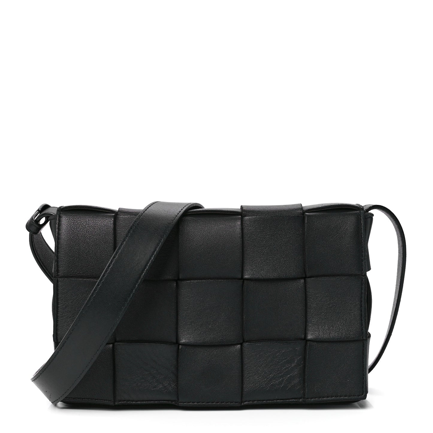 Lambskin Maxi Intrecciato Cassette Crossbody Bag Black