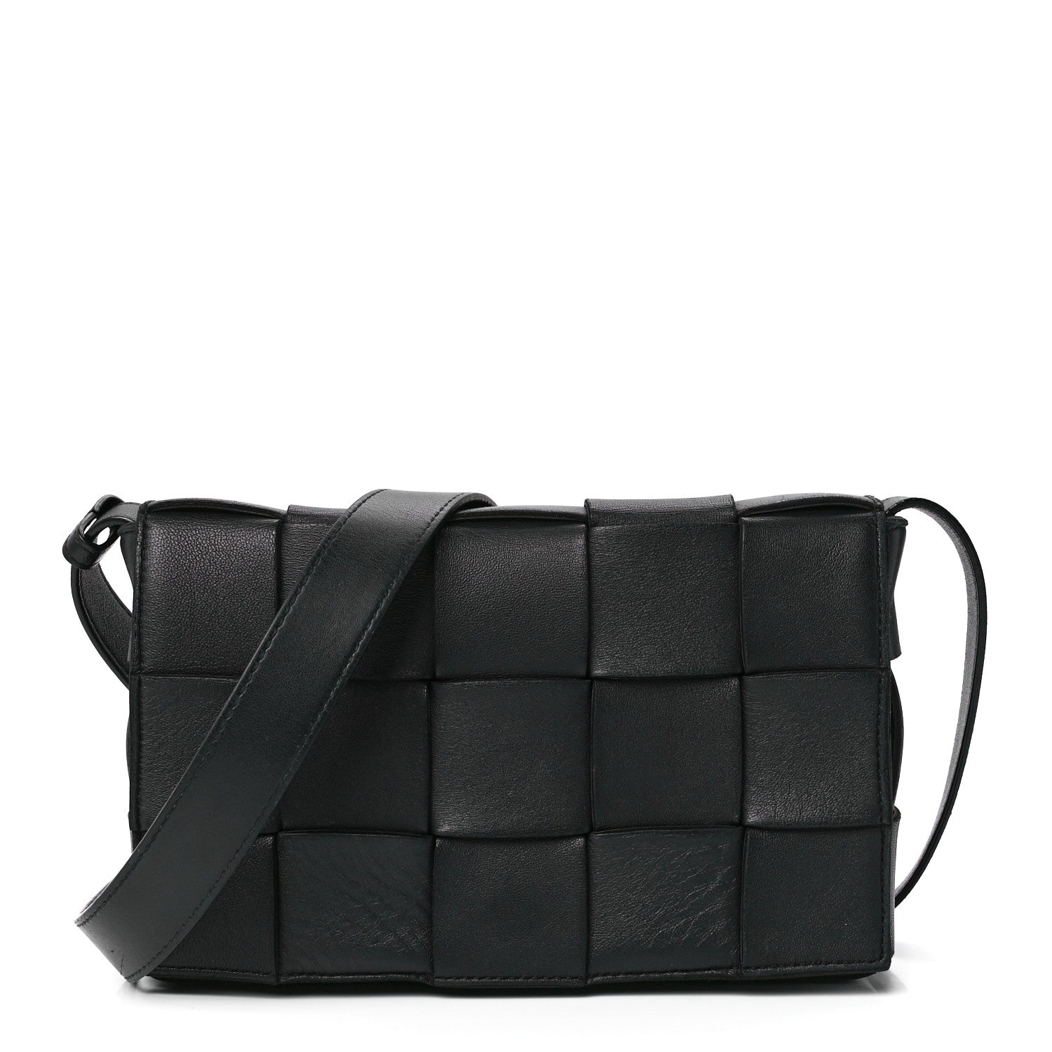 Bottega Veneta Lambskin Maxi Intrecciato Cassette Crossbody Bag Black 1 of 12