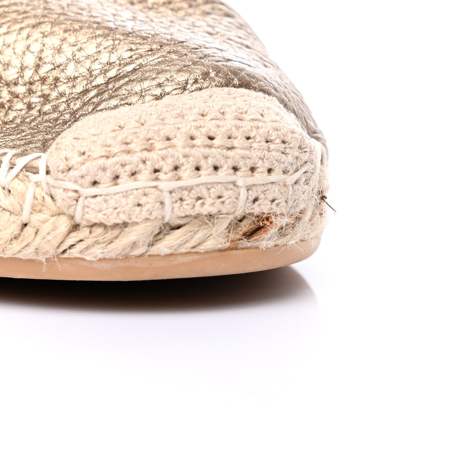 Valentino Garavani Metallic Grained Calfskin Rockstud Ankle Wrap Espadrille 20mm Flats 37 Skin Natural 10 of 10