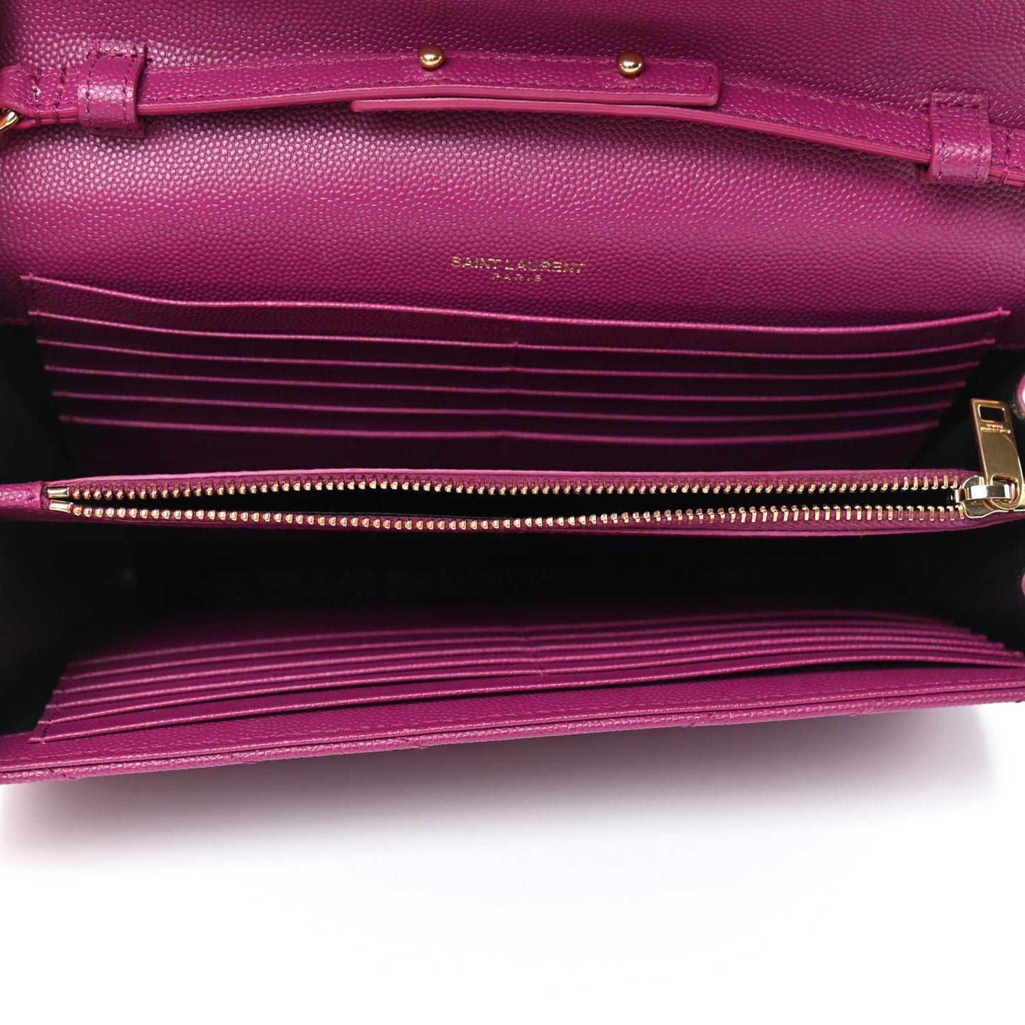 Grain De Poudre Matelasse Chevron Monogram Chain Wallet Dark Grape