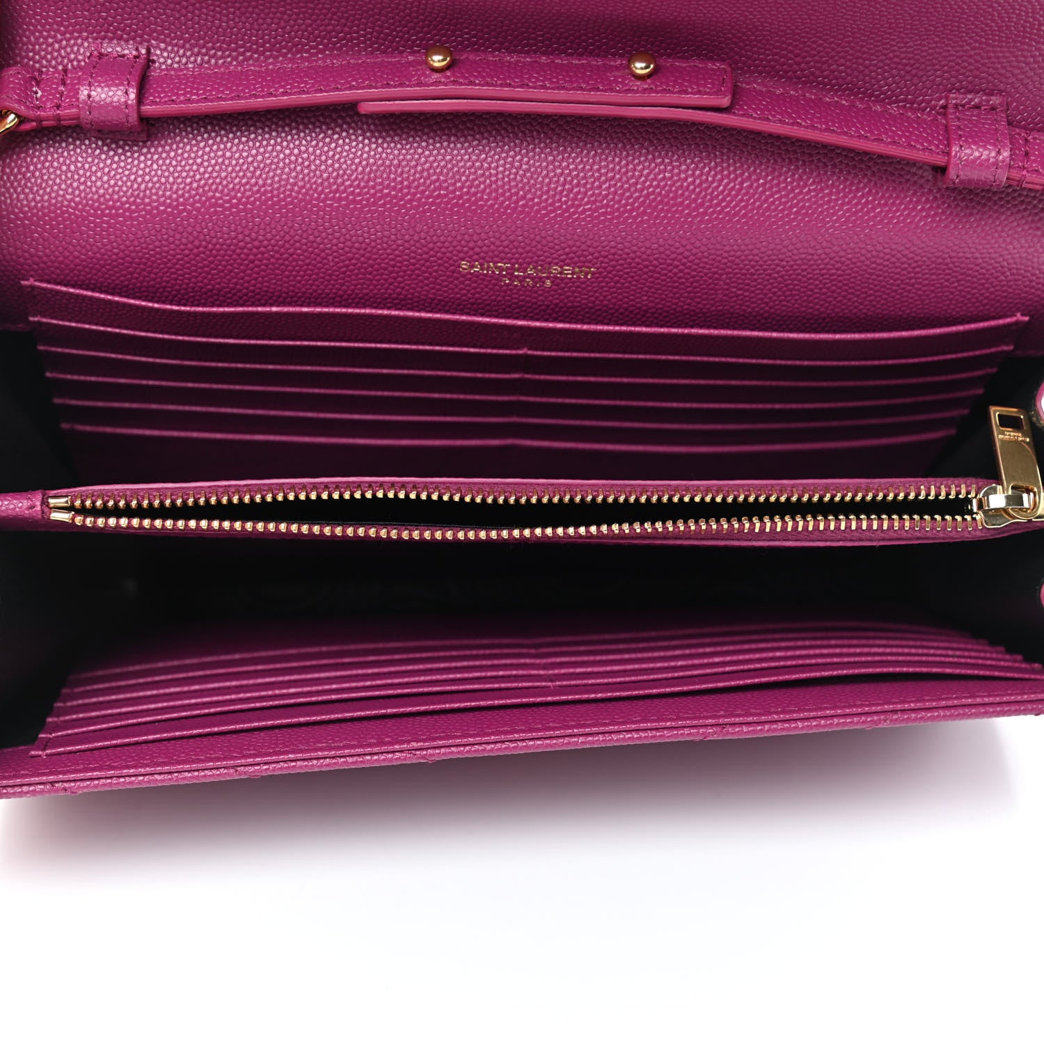 Saint Laurent Grain De Poudre Matelasse Chevron Monogram Chain Wallet Dark Grape 4 of 4