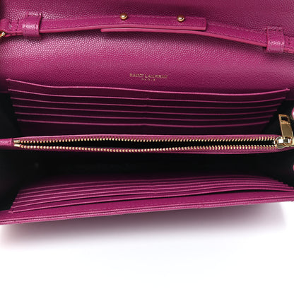Saint Laurent Grain De Poudre Matelasse Chevron Monogram Chain Wallet Dark Grape 4 of 4
