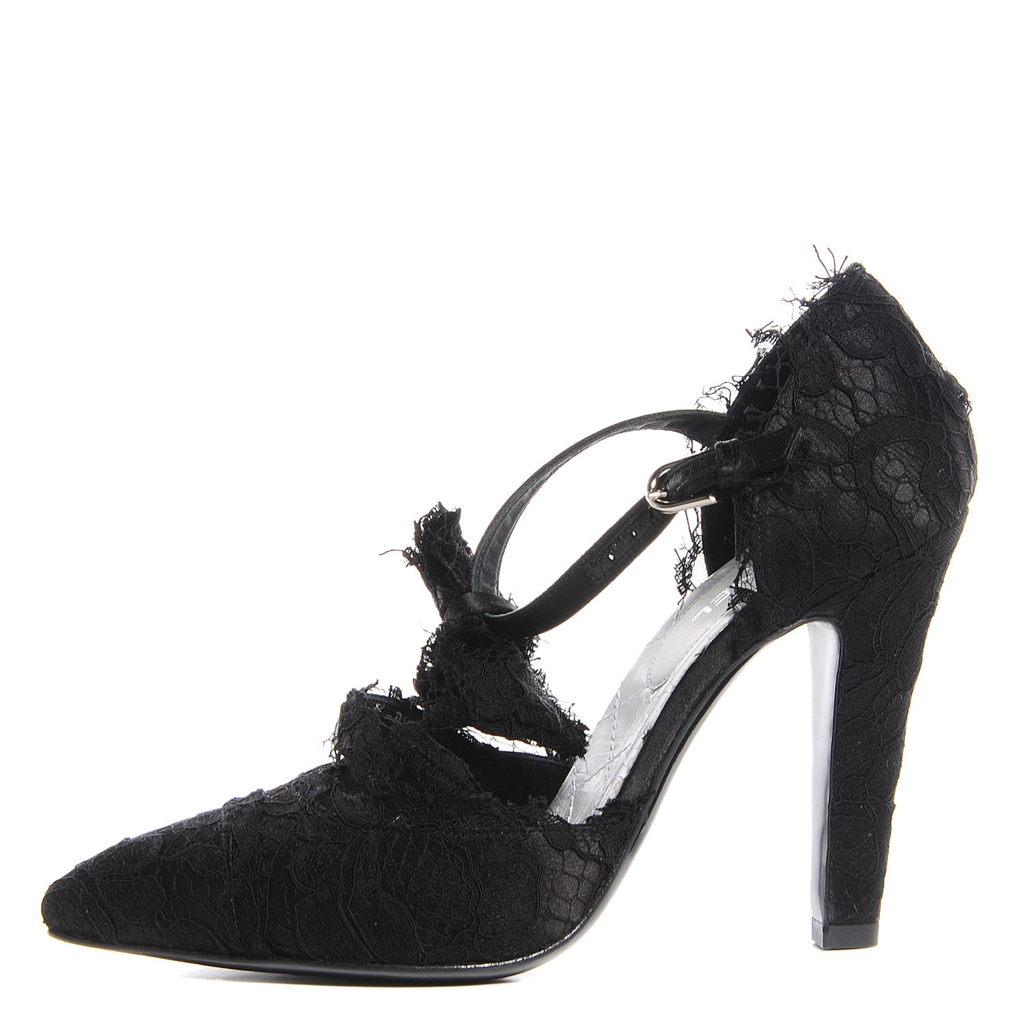 Lace Ankle Strap Pumps Black 37
