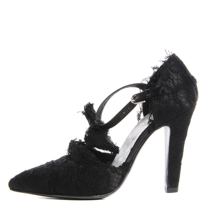 Chanel Lace Ankle Strap Pumps Black 37 1 of 6