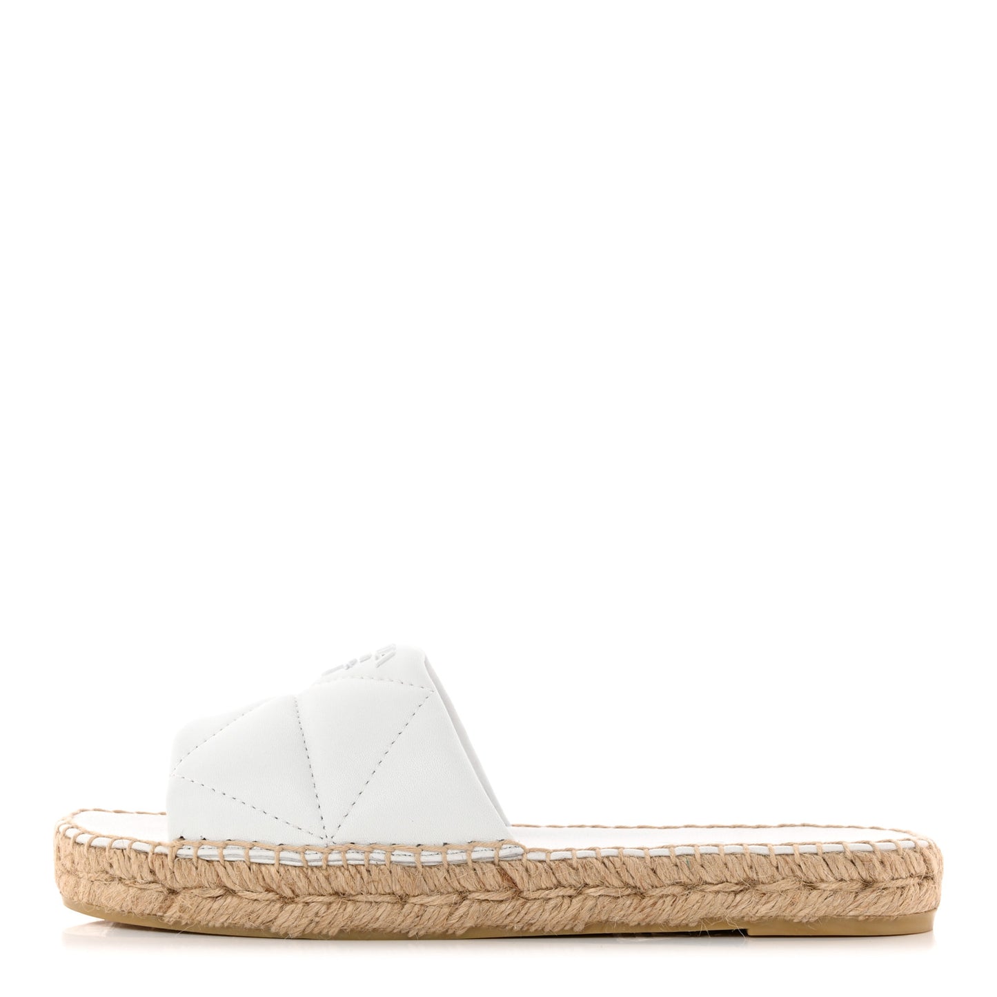 Nappa Logo Quilted Espadrille 20mm Slide Sandals 38 Bianco
