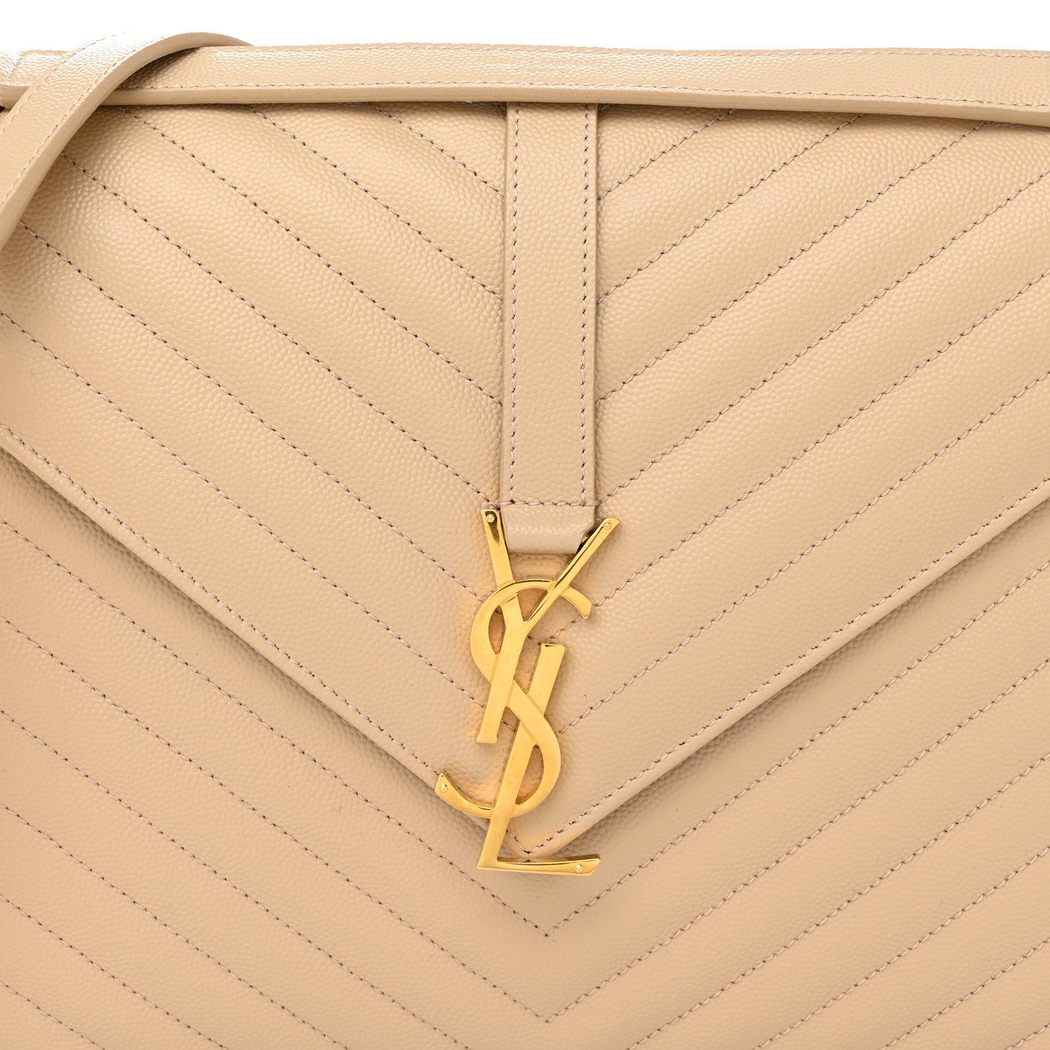 Saint Laurent Grain De Poudre Matelasse Chevron Large Monogram Satchel Nude Powder 8 of 10