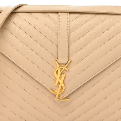Saint Laurent Grain De Poudre Matelasse Chevron Large Monogram Satchel Nude Powder 8 of 10