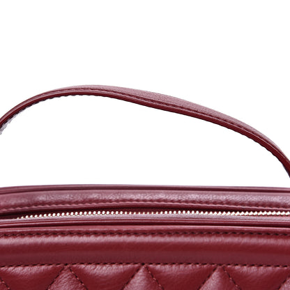 Chanel Calfskin Quilted CC Medium Vanity Case Dark Red 12 of 13