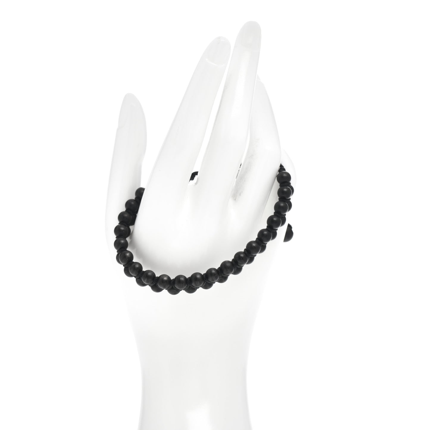 Sterling Silver Black Onyx 6mm Spiritual Beads Two Row Bracelet