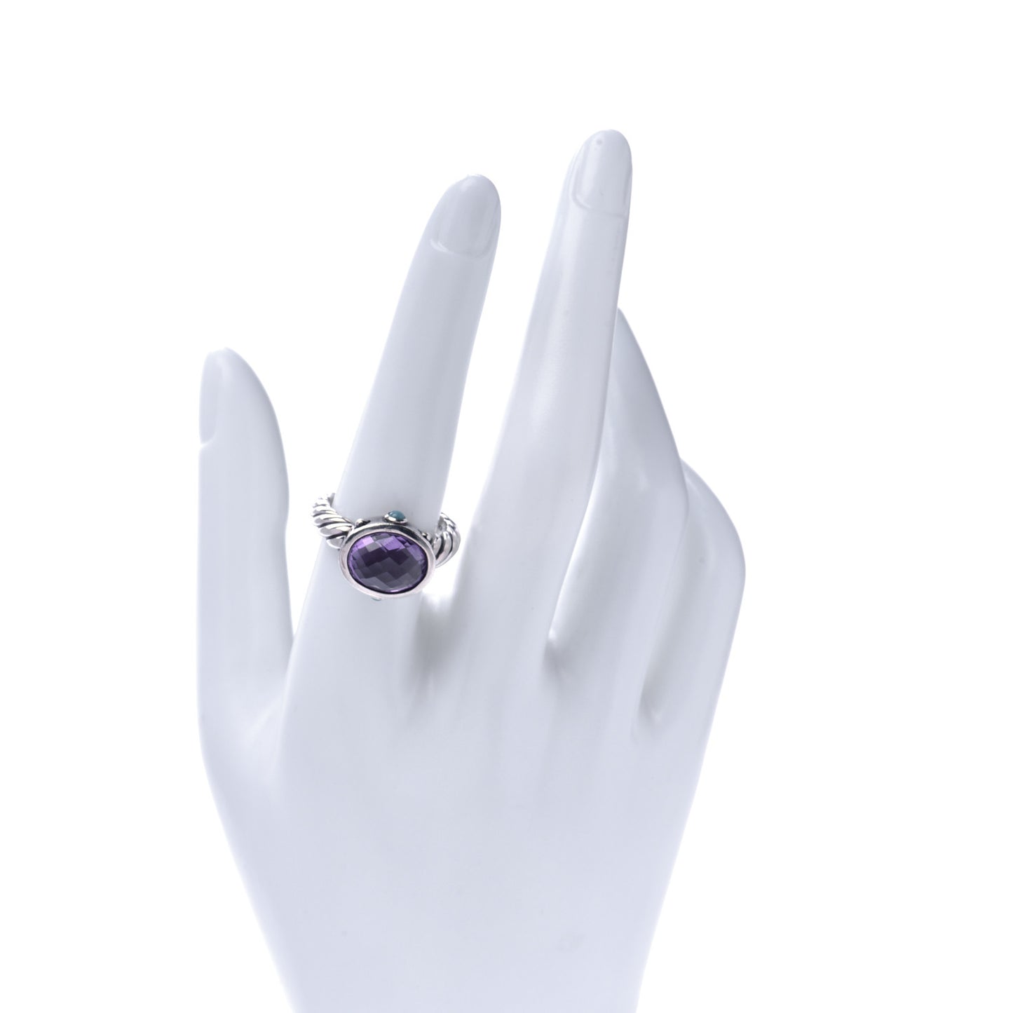 Sterling Silver Amethyst Turquoise 11mm Renaissance Ring 57 8