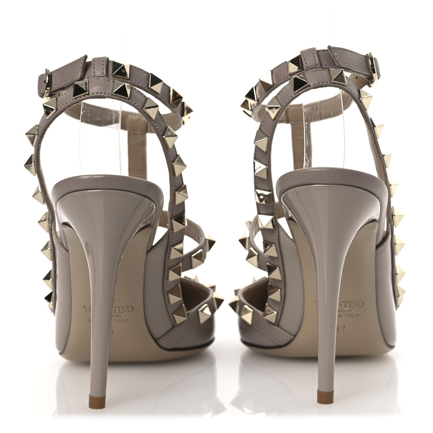 Valentino Garavani Patent Nappa Rockstud Ankle Strap 100mm Pumps 37 Poudre 6 of 13