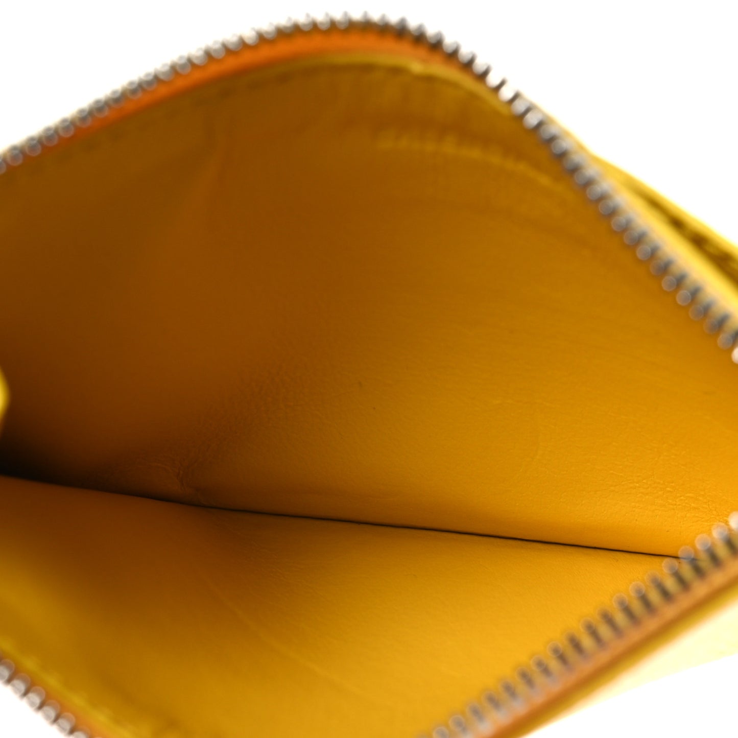 Grained Calfskin Logo Large Cash Long Coin Card Holder Yellow White