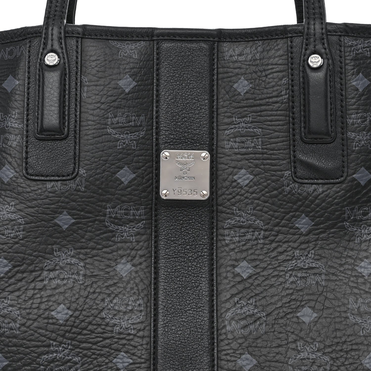 MCM Grained Calfskin Visetos Medium Liz Reversible Shopper Tote Black 7 of 17