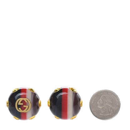 Gucci Resin Strass Vintage Web Stud Earrings Blue Red 2 of 10