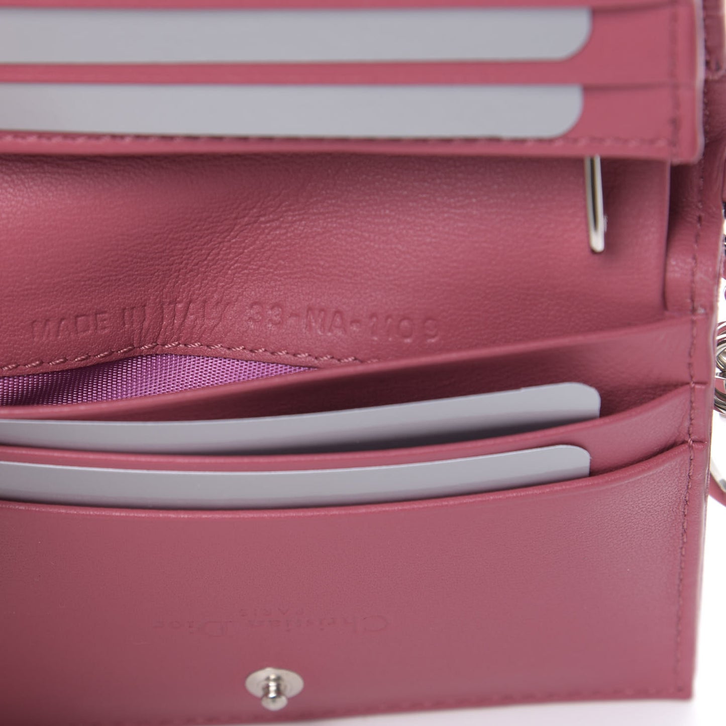 Lambskin Cannage Mini Lady Dior Wallet Pink