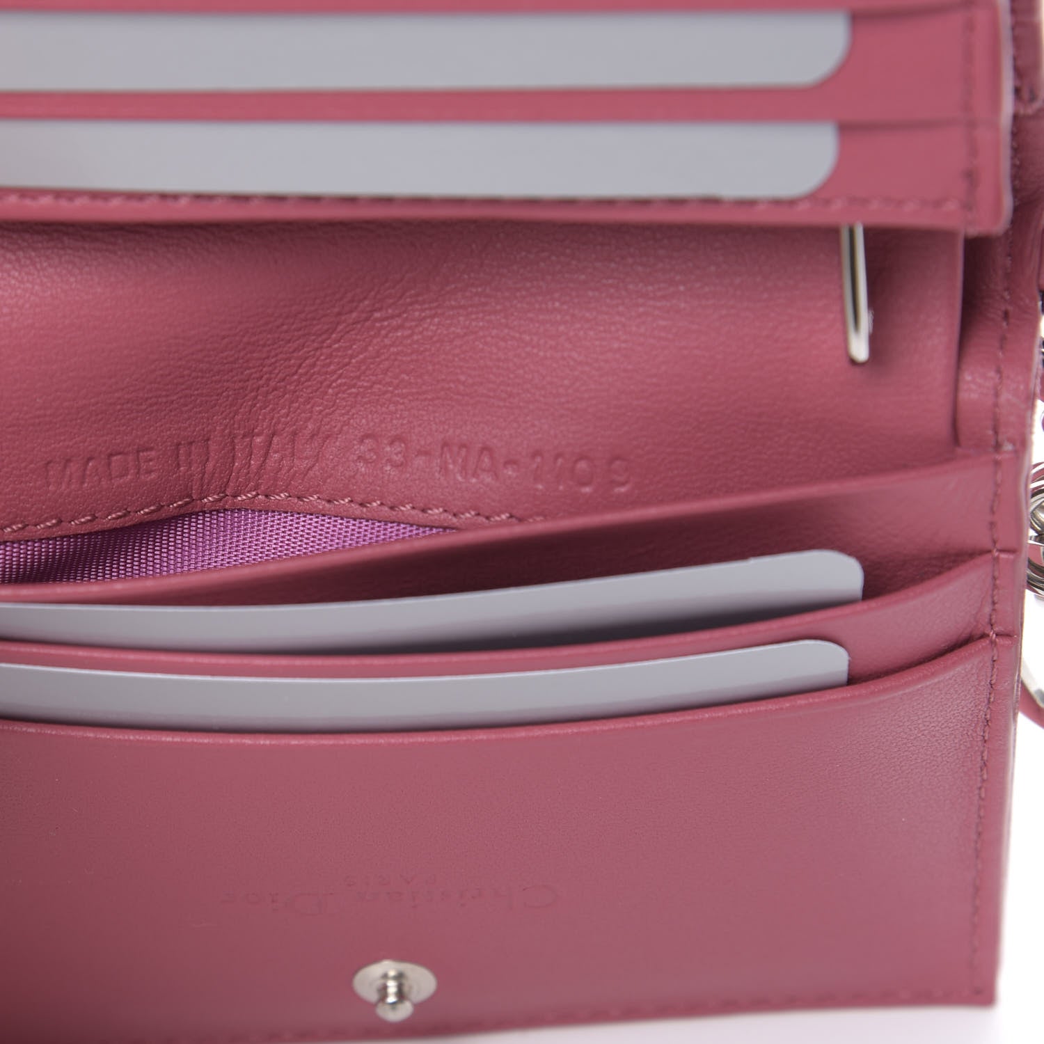 Christian Dior Lambskin Cannage Mini Lady Dior Wallet Pink 7 of 8