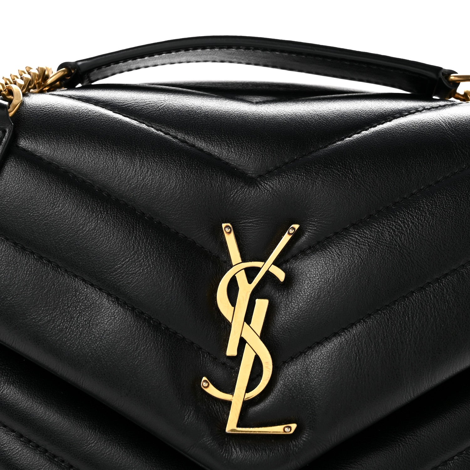 Saint Laurent Calfskin Y Quilted Monogram Small Loulou Chain Satchel Black 8 of 14