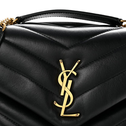 Saint Laurent Calfskin Y Quilted Monogram Small Loulou Chain Satchel Black 8 of 14
