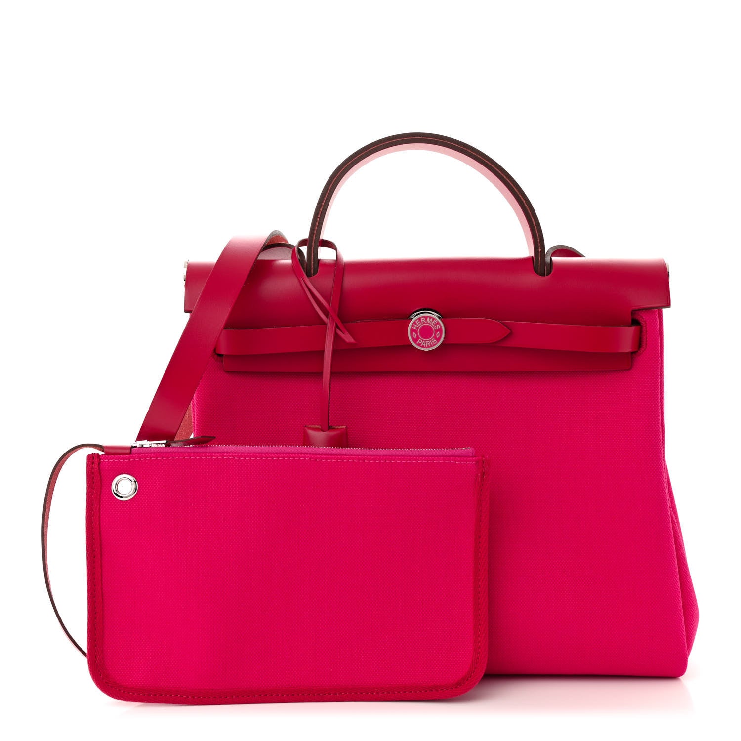 Hermes Toile Militaire Vache Hunter Laque Herbag Zip Retourne 31 PM Rose Mexico Rouge Piment 3 of 12