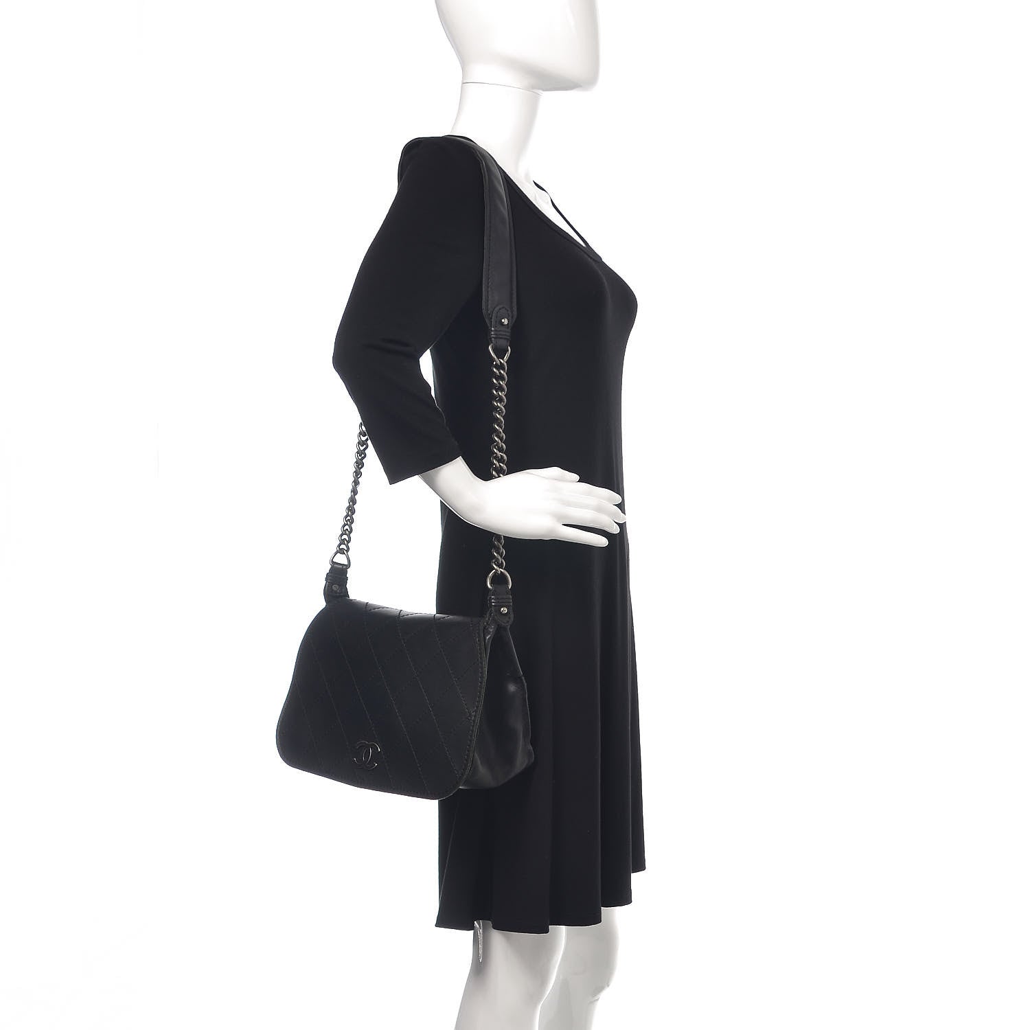 Chanel Calfskin Stitched Small Highlander Messenger Black 2 of 20