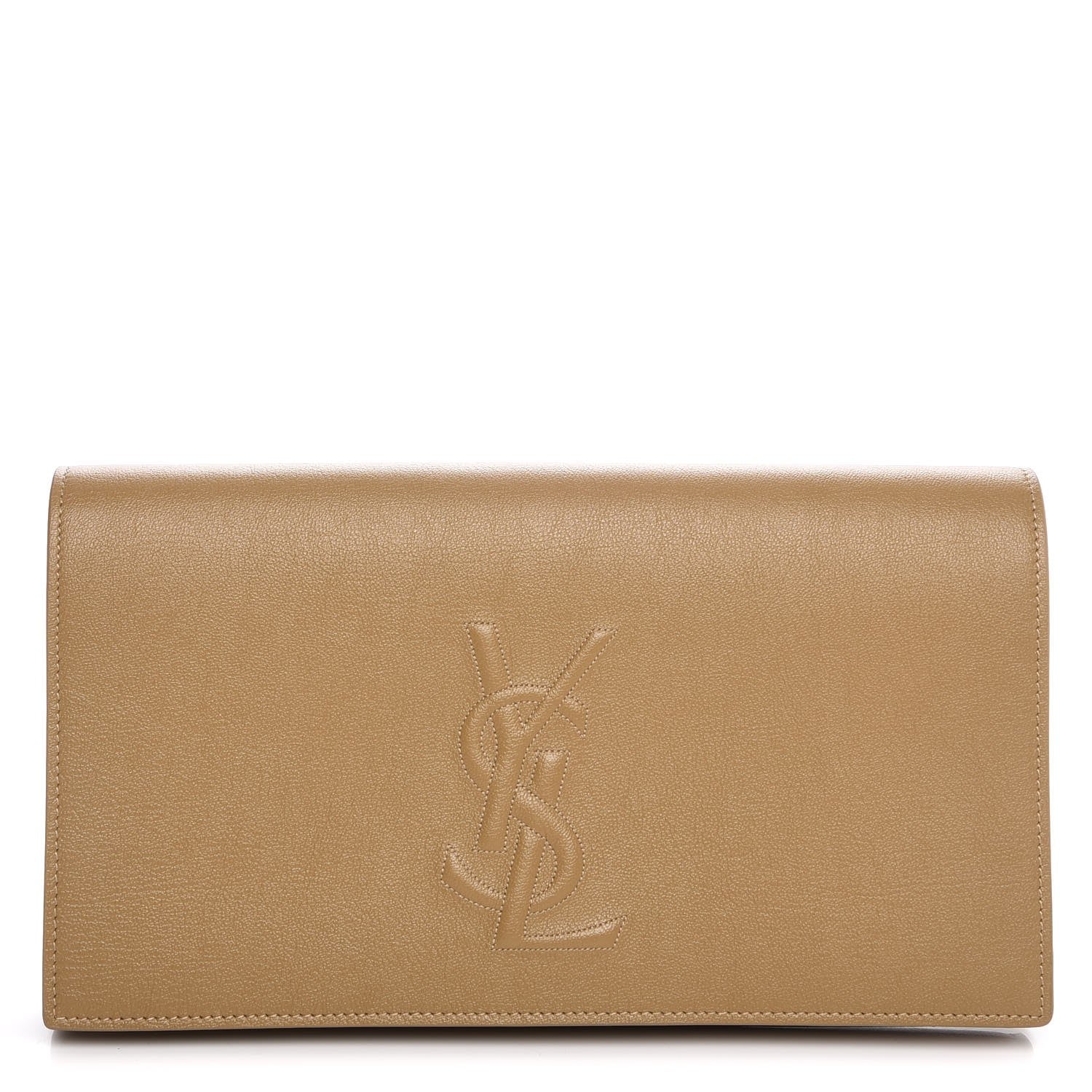Saint Laurent Calfskin Large Belle De Jour Clutch Beige 1 of 7